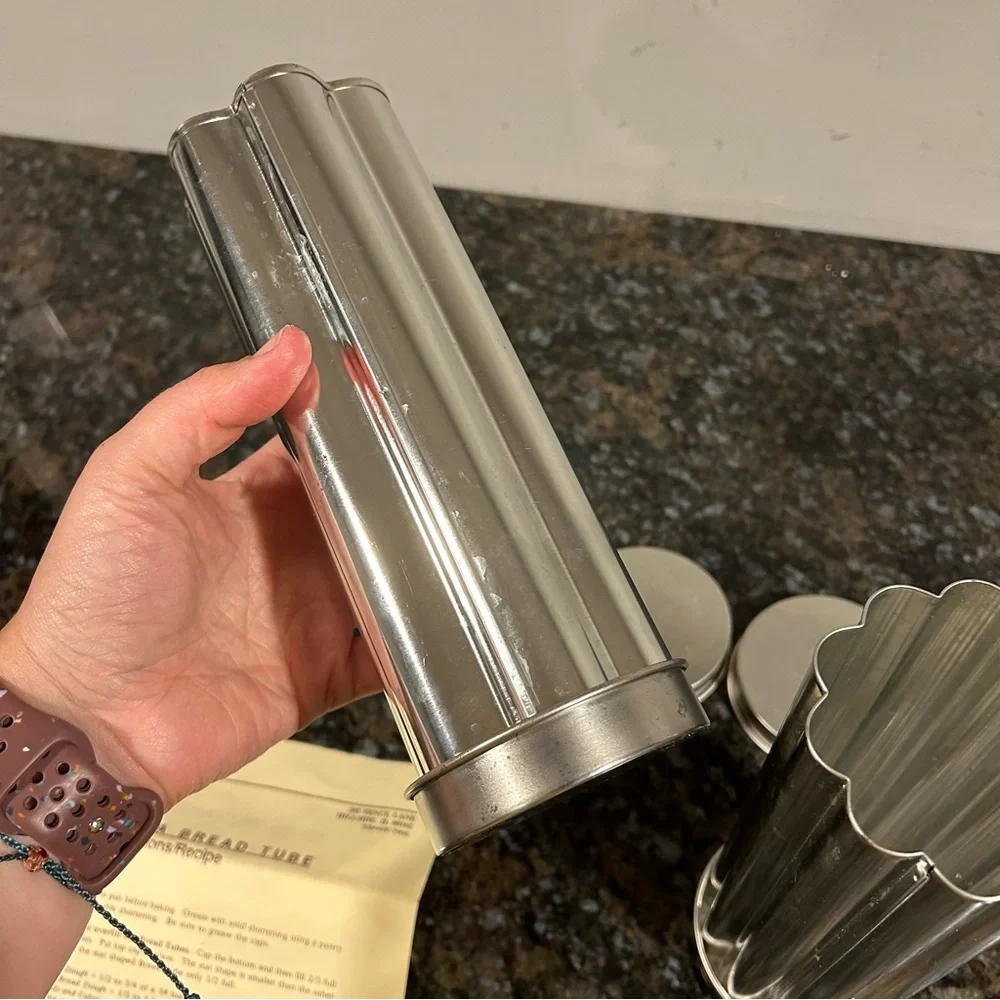 Lot of 2 Pampered Chef Valtrompia Bread Tube Flower Metal